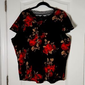 328- Wishful Black Floral Blouse Size 3X